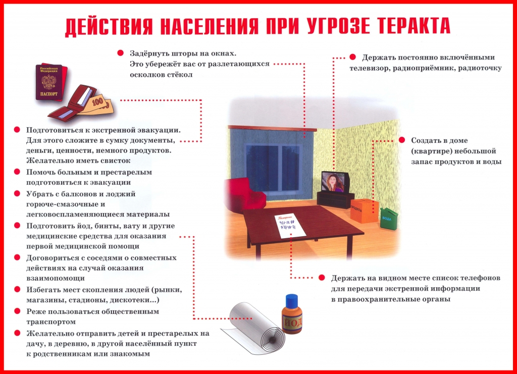 Памятка «Действия при угрозе террористического акта»